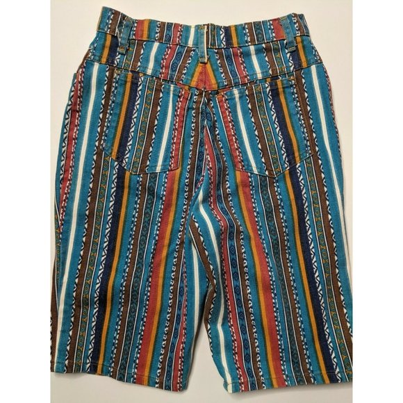 Vintage High Waist Shorts Pattern Action West Women's Size 8 Striped - Picture 6 of 6